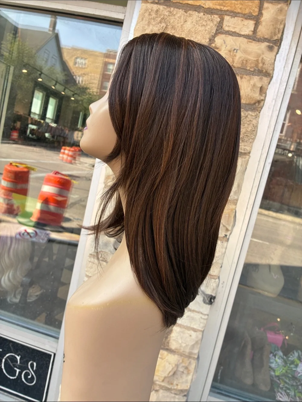 Brown Straight Layered Women's Wig - Sleek Natural Finish